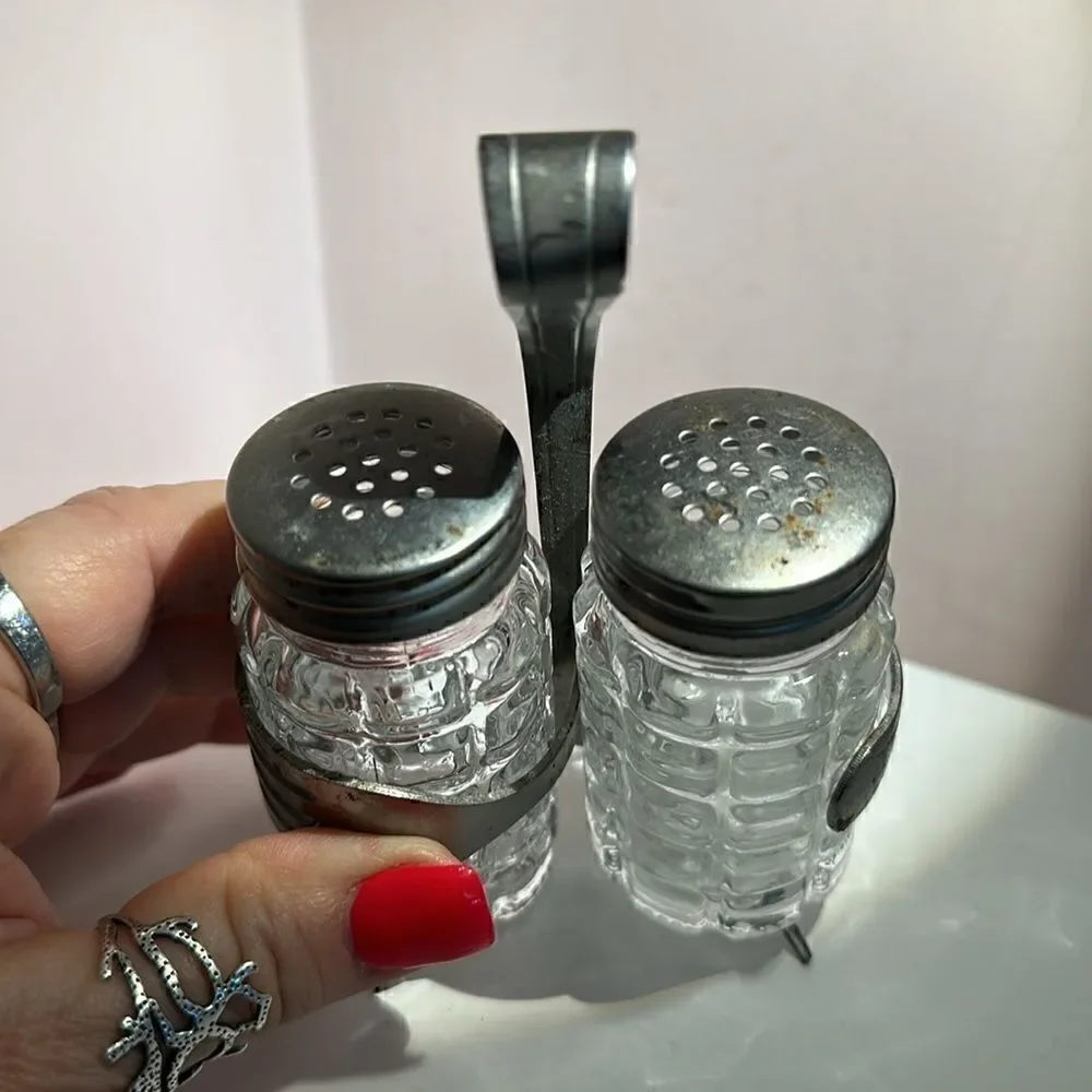 Vintage Salt & Pepper Shakers Bent Forks Hand Crafted